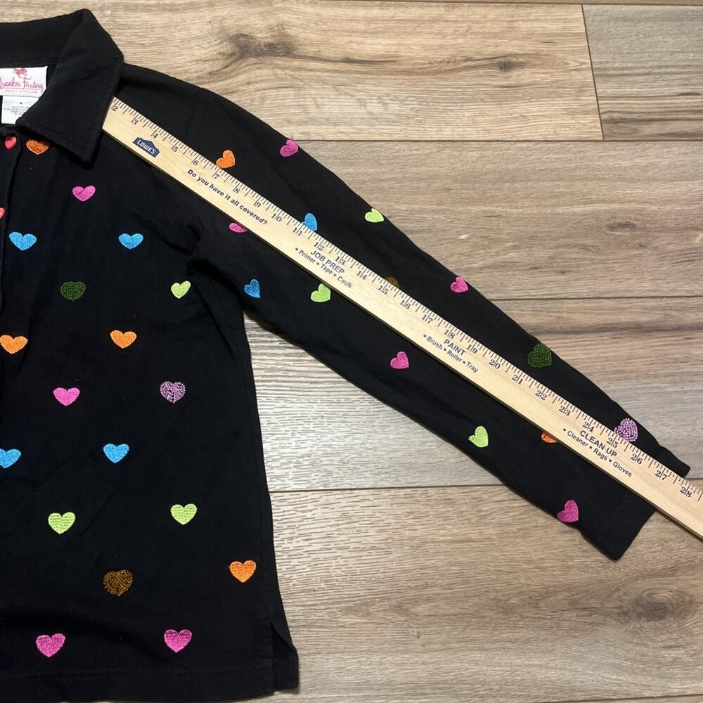 Quacker Factory Multicolor Hearts Button Up Shirt… - image 4